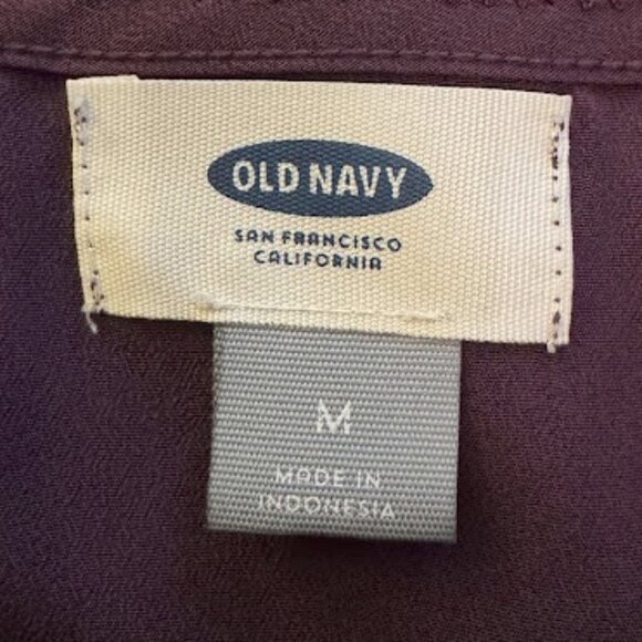 Old Navy Maroon L/S Knit Blouse with Rayon? Bodice Inset Size M - Picture 4 of 8